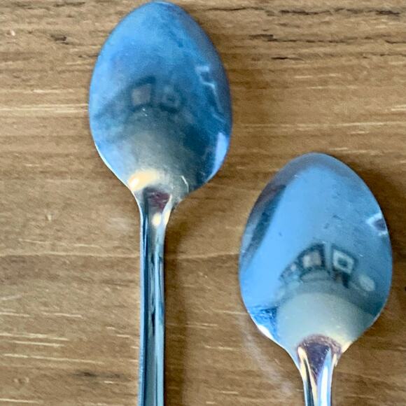 Ekco USA Stainless Steel Iced Tea Spoons Chevron Pattern Handle Set of 4 Vtg - Picture 6 of 13